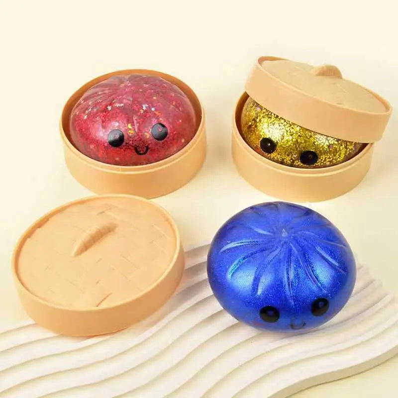 2026 New Stress Relief Glitter Squishy Dumpling Toy | Cute & Fun Squeeze Toy for All Ages | Sensory Autism Gift, Adorable Gyoza Shape