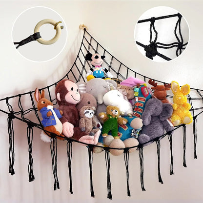 Large Stuffed Hammock Corner - Stuffed Storage - Cotton Macrame Stuffed Net - Stuff Organizer - Net for Stuffed Corner Large - Purple