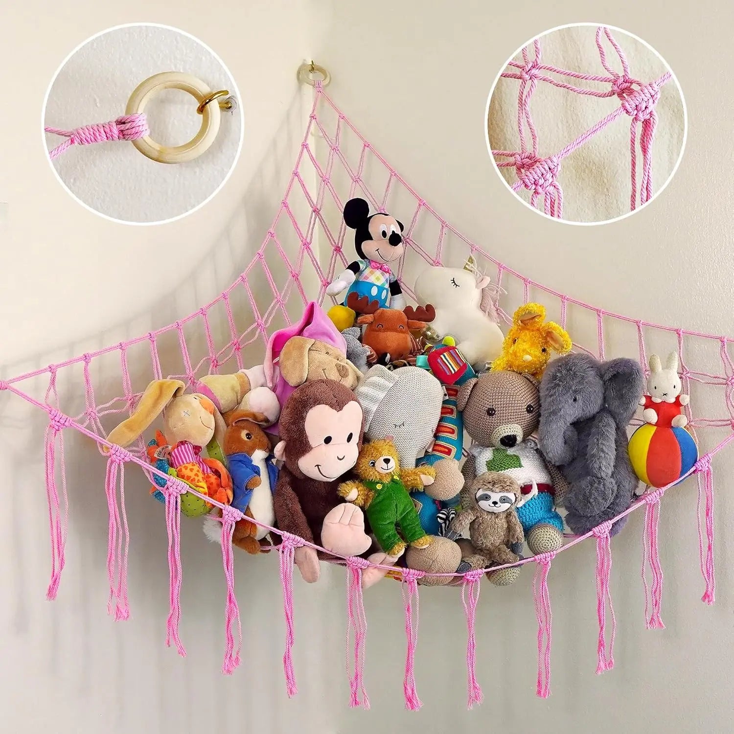 Large Stuffed Hammock Corner - Stuffed Storage - Cotton Macrame Stuffed Net - Stuff Organizer - Net for Stuffed Corner Large - Purple