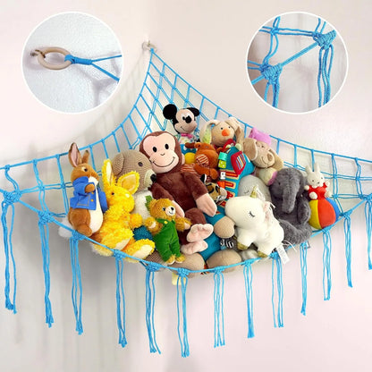 Large Stuffed Hammock Corner - Stuffed Storage - Cotton Macrame Stuffed Net - Stuff Organizer - Net for Stuffed Corner Large - Purple