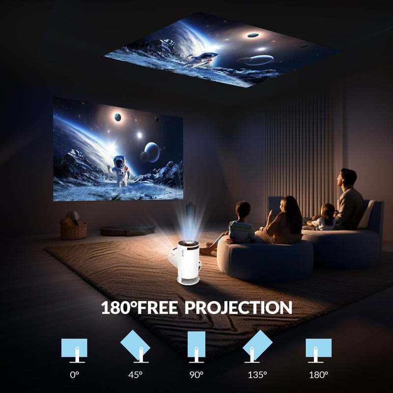 2025 Upgraded HY300 PRO+ Mini Portable Projector,Smart Projector with Android 11.0, 200 ANSI Lumens, Short Focus, Wifi6 + BT5.0, Support 4K 1080P Decoding, for Outdoor Camping,Home Theater